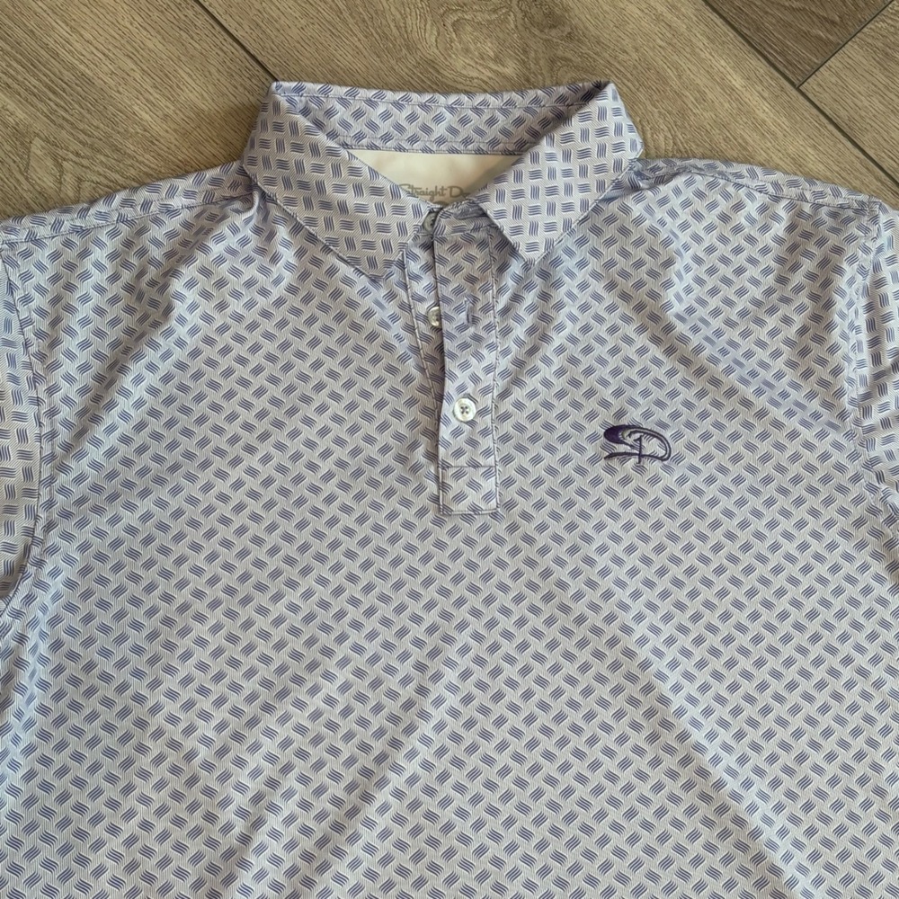 Straight Down Golf Polo Mens Large Purple Geometric Pattern Preppy Athletic